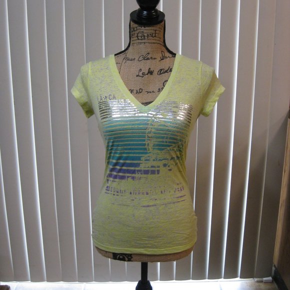 NWOT Express yellow graphic tee t shirt top XS extra small - Picture 1 of 6